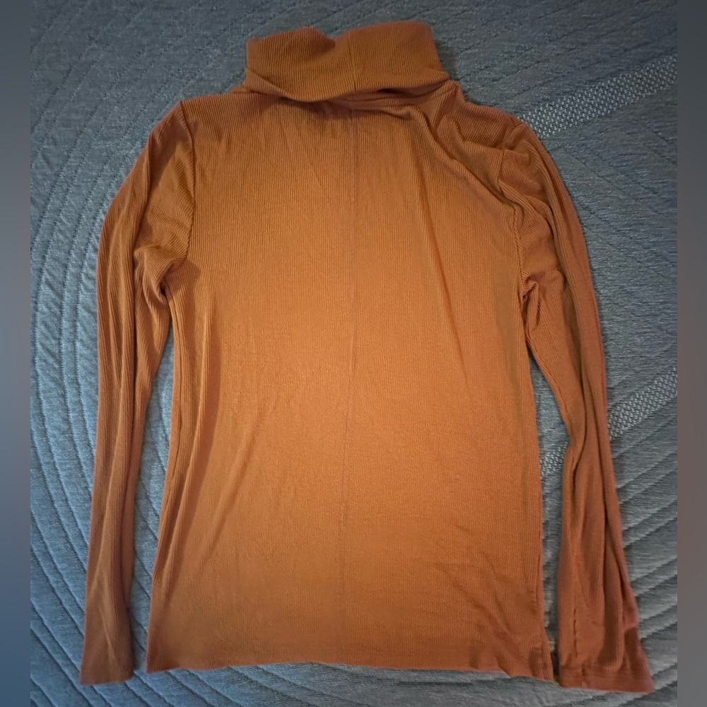 LOFT Rust Turtleneck Ribbed Top - Picture 3 of 4